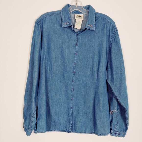 Vintage Northern Reflections Womens Button Down Denim Shirt Sz Large - Picture 2 of 5